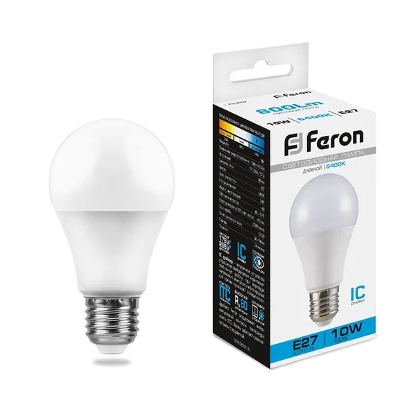 Лампа светодиодная Feron LB-92 Шар E27 10W 6400K — фото 2