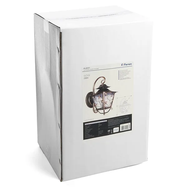 Светильник садово-парковый Feron PL631 на стену вниз 60W 230V E27, черное золото — фото 5