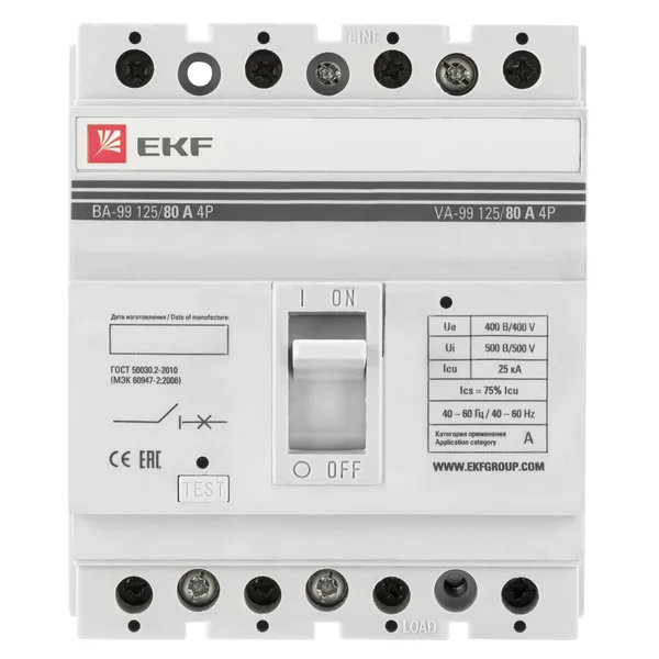 Выключатель автоматический ВА-99 125/ 80А 4П 25кА EKF PROxima