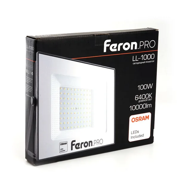 Светодиодный прожектор Feron.PRO LL-1000 IP65 100W 6400K черный — фото 3
