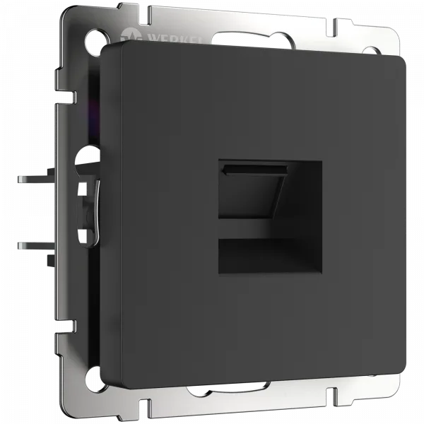 Встраиваемые механизмы розетка СУ Ethernet RJ-45 . черный матовый IP20 Werkel