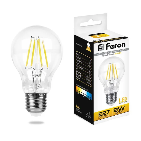 Лампа светодиодная Feron LB-63 Шар E27 9W 2700K — фото 2