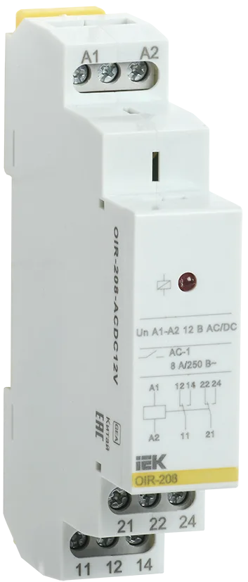 Реле промежуточное модульное OIR 2 контакта 8А 12В AC/DC IEK