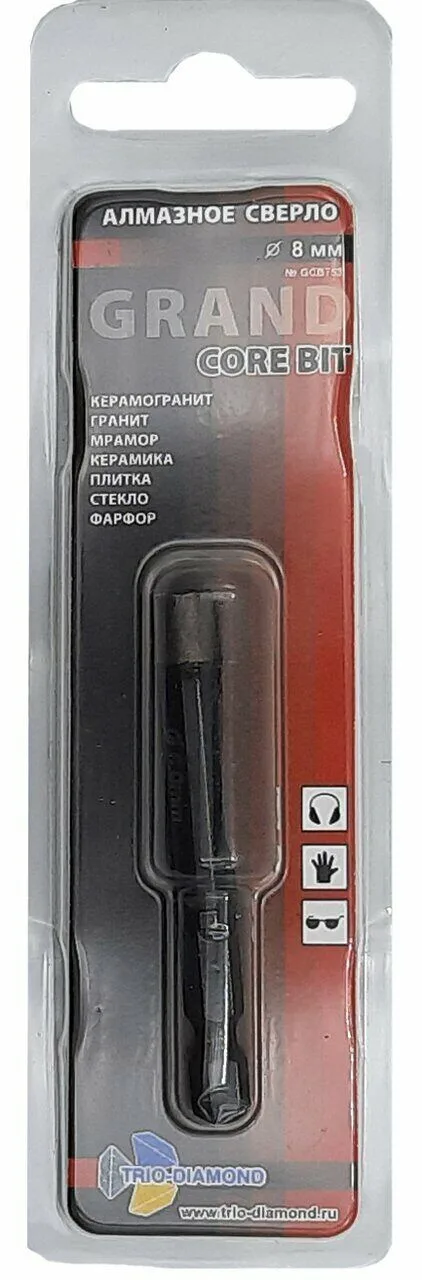 Коронка алмазная по керамограниту 8 мм Серебряная пайка GCB753 Trio-Diamond — фото 3