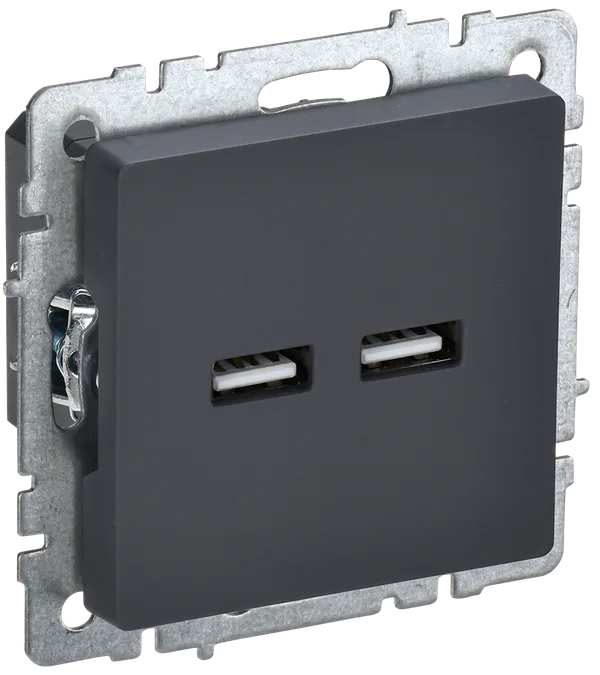 BRITE Роз. USB A+A 3,1А РЮ10-1-БрГ граф. IEK