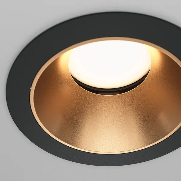 Встраиваемый светильник 1*GU10 10Вт Черный и Матовое золото IP20 Downlight DL051-U-1BMG Technical Maytoni — фото 2