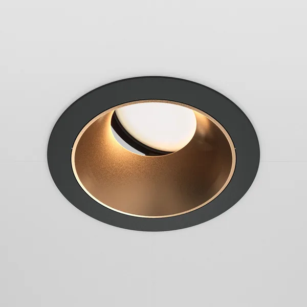 Встраиваемый светильник 1*GU10 10Вт Черный и Матовое золото IP20 Downlight DL051-U-1BMG Technical Maytoni — фото 3