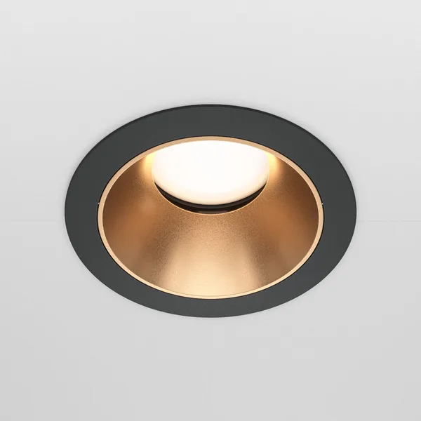 Встраиваемый светильник 1*GU10 10Вт Черный и Матовое золото IP20 Downlight DL051-U-1BMG Technical Maytoni — фото 4