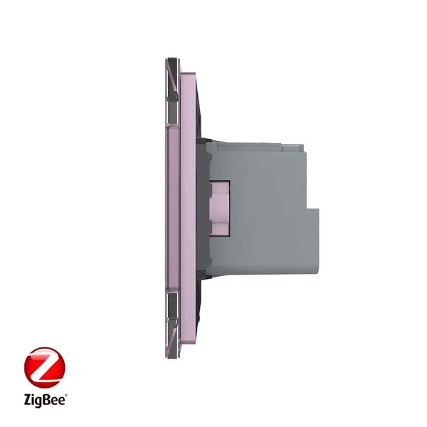 Розетка электрическая ZigBee (Wi-Fi) с заземлением защитными шторками 16A 1 пост Розовая Livolo — фото 3