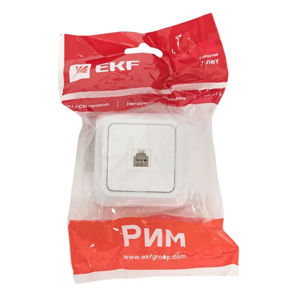 Рим Розетка Phone 1-мест, бел, EKF — фото 3