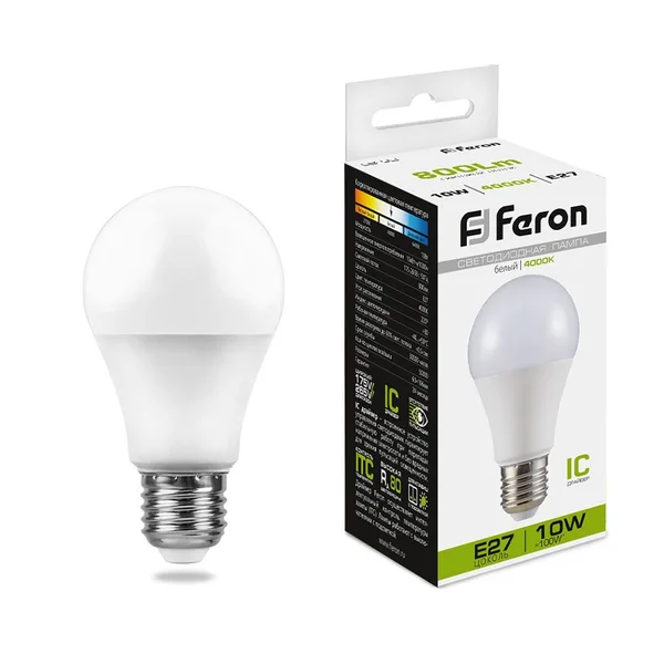 Лампа светодиодная Feron LB-92 Шар E27 10W 4000K — фото 2