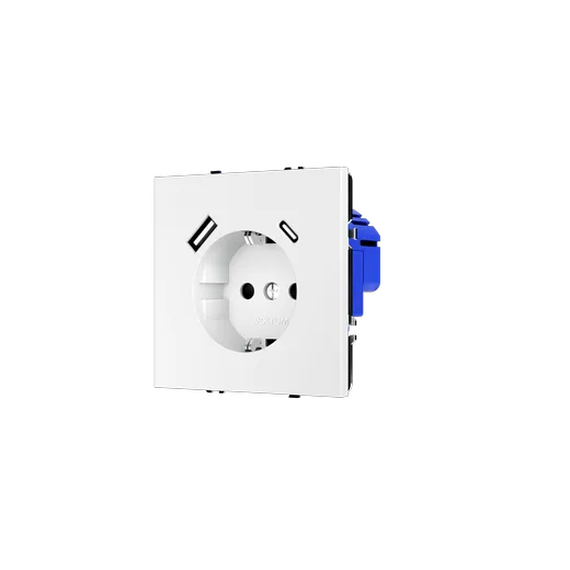 Розетка встраиваемая Voltum S70 с заземлением и защитными шторками, 16А, с USB, A+C, (белый матовый) — фото 17