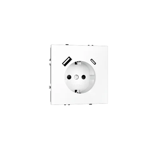 Розетка встраиваемая Voltum S70 с заземлением и защитными шторками, 16А, с USB, A+C, (белый матовый) — фото 13