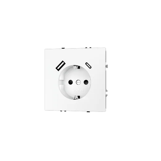 Розетка встраиваемая Voltum S70 с заземлением и защитными шторками, 16А, с USB, A+C, (белый матовый) — фото 18