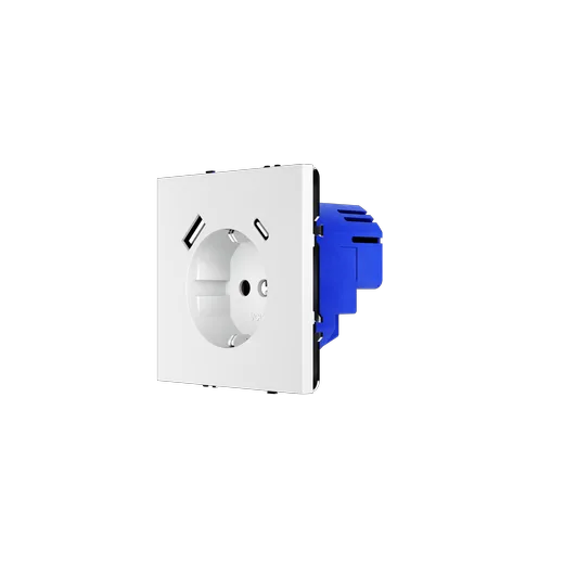 Розетка встраиваемая Voltum S70 с заземлением и защитными шторками, 16А, с USB, A+C, (белый матовый) — фото 16