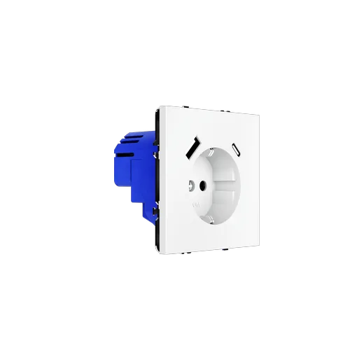 Розетка встраиваемая Voltum S70 с заземлением и защитными шторками, 16А, с USB, A+C, (белый матовый) — фото 20