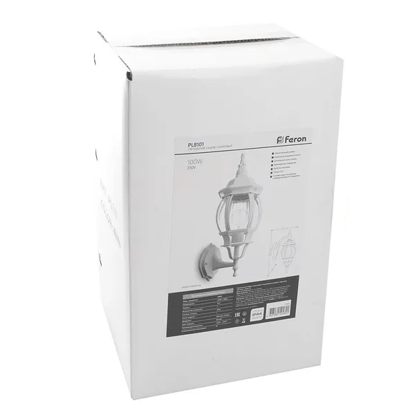 Светильник садово-парковый Feron 8101/PL8101 восьмигранный на стену вверх 100W E27 230V, белый — фото 5