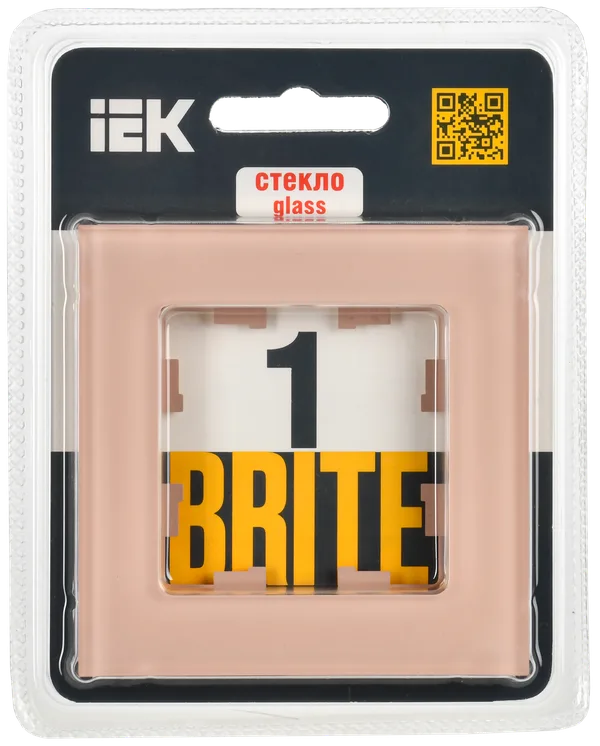 BRITE Рамка 1-мест. РУ-1-2-БрП стекло персиковый матовый IEK — фото 2