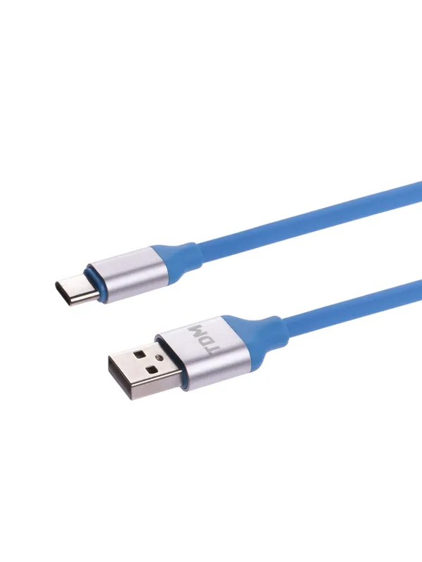 Дата-кабель, ДК 17, USB - USB Type-C, 1 м, силиконовая оплетка, голубой, TDM — фото 3