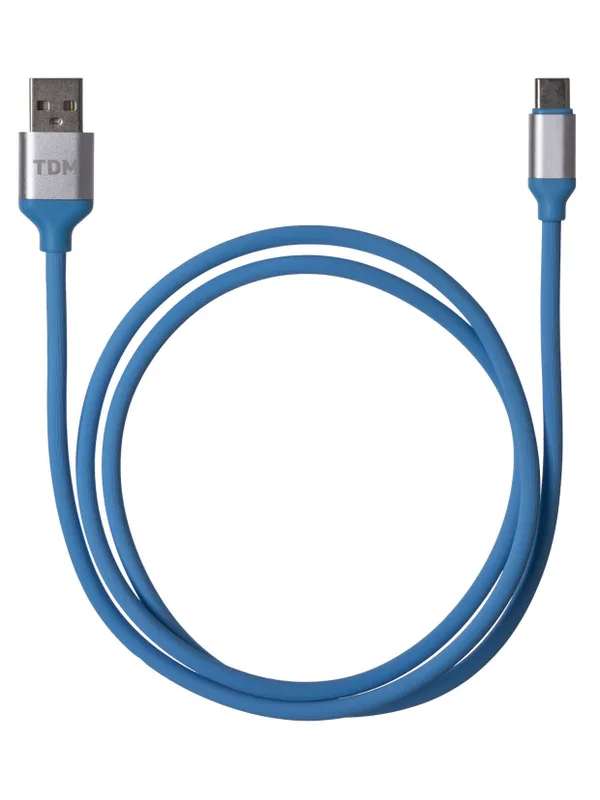 Дата-кабель, ДК 17, USB - USB Type-C, 1 м, силиконовая оплетка, голубой, TDM — фото 2