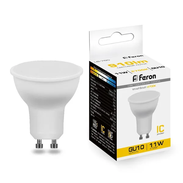 Лампа светодиодная Feron LB-760 MR16 GU10 11W 2700K