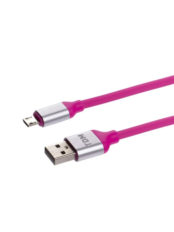 Дата-кабель, ДК 19, USB - micro USB, 1 м, силиконовая оплетка, розовый, TDM — фото 4
