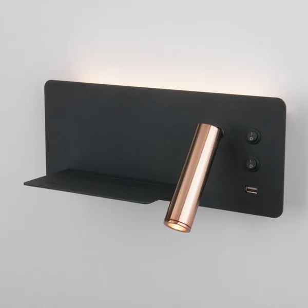 Настенный светодиодный светильник с USB (левый) 3, 4Вт 4000К золотой, черный IP20 Fant (a053083) Elektrostandard