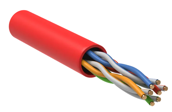 ITK Витая пара U/UTP кат.5E 4х2х24AWG solid LSZH нг(А)-HF красный (305м)
