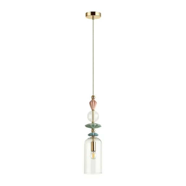 Подвес E14 1*40W 4855/1 BIZET золото/раноцветн./керамика/стекло ODEON LIGHT