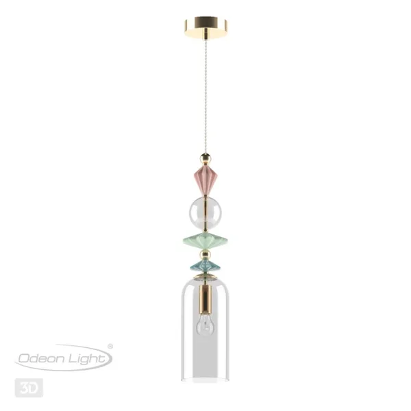 Подвес E14 1*40W 4855/1 BIZET золото/раноцветн./керамика/стекло ODEON LIGHT — фото 4