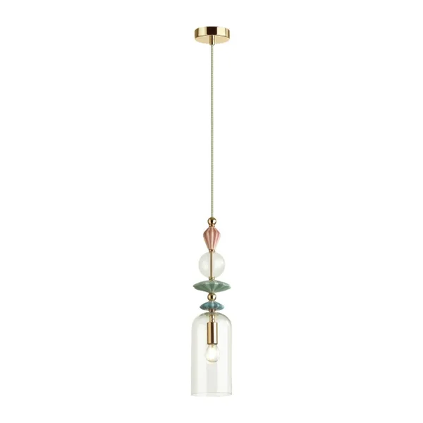 Подвес E14 1*40W 4855/1 BIZET золото/раноцветн./керамика/стекло ODEON LIGHT — фото 5