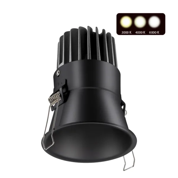 Встр.св/д св-к с перекл.цвет.темп.IP20 LED 3000К/4000К/6000К 18W 220V черный LANG NOVOTECH