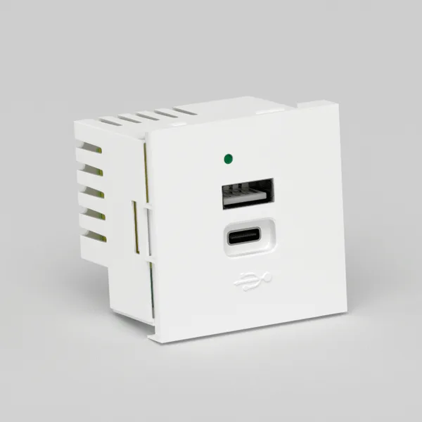 Donel USB зарядное устройство, 4.2A, Type A + C, 2 мод., бел. (45х45мм) — фото 2