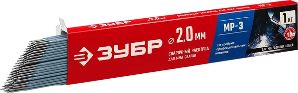 Электрод сварочный МР-3 рутиловый, d 2,0 х 300 мм, 1 кг в коробке. ЗУБР — фото 2