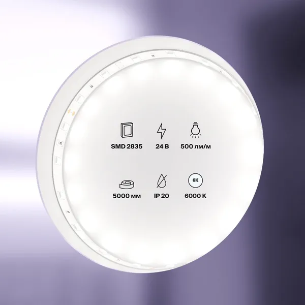 Лента светодиодная 24В 2835 4,8Вт/м 60LED/м 6000K 5м IP20 Technical Maytoni — фото 3