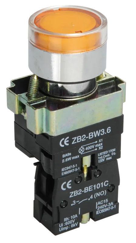Кнопка управления LAY5-BW3561 с подсветкой желтый 1з IEK