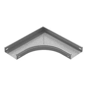 Угол плоский плавный универсальный 90 град. к лотку 200х200 радиус 200 мм, толщ. 1,0 мм, гор. цинк Ostec — фото 2