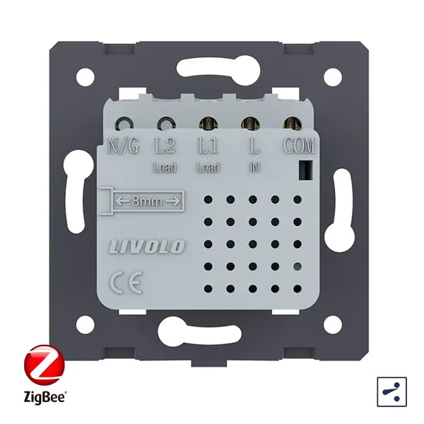 Одноклавишный проходной сенсорный выключатель ZigBee Module, цвет синий (механизм) Livolo — фото 4