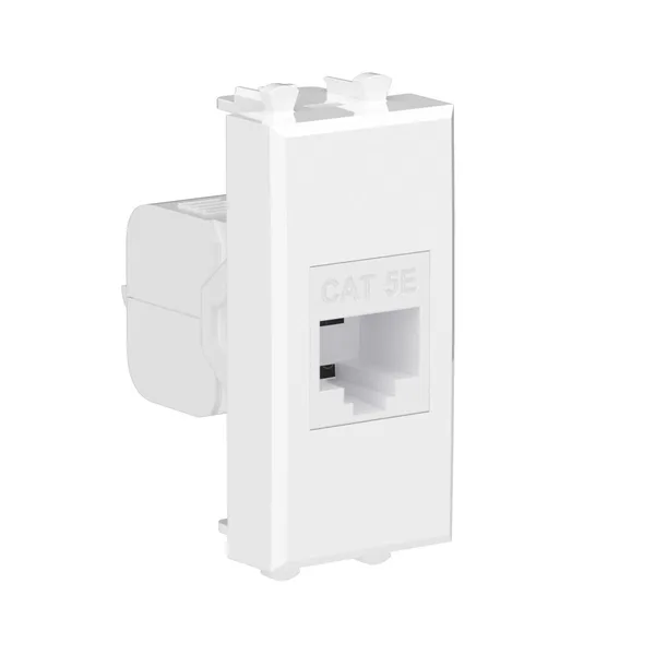 Компьютерная розетка RJ-45 без шторки модульная, кат.5е, "Avanti", "Белое облако", 1 модуль DKC — фото 2