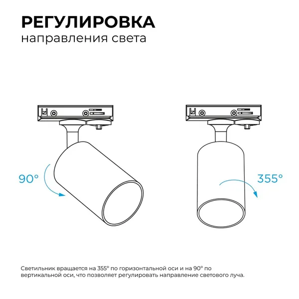 16-72 Светильник трековый, однофазный, под лампу, 230В/50Гц, GU10, max 15Вт, IP20, Φ56х85х136мм, черный, пластик, с адаптером, лампа в комплект не вхо APEYRON — фото 5