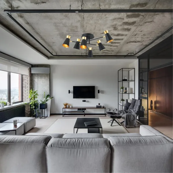 Люстра потолочная E14 6*40W 220V LIAM матовый черный,золотой LUMION — фото 3