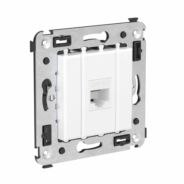 Компьютерная розетка RJ-45 без шторки в стену, кат.6А одинарная, "Avanti", "Белое облако" DKC — фото 2