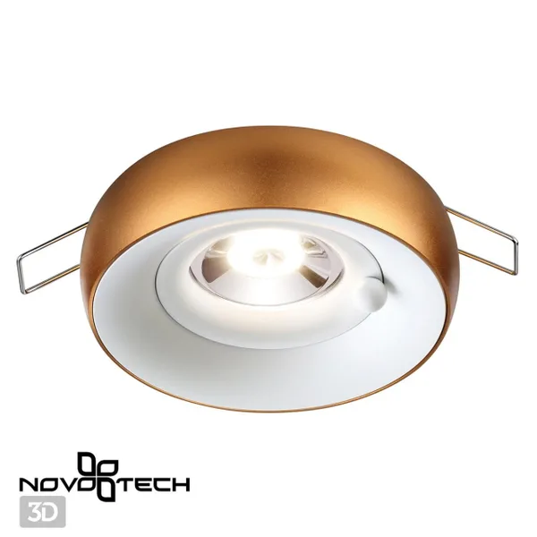 Св-к встр.влагозащ.IP44 GU10 50W 220V WATER белый/матовое золото NOVOTECH — фото 3