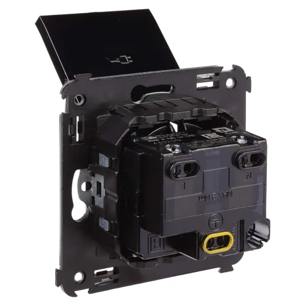 Розетка с крышкой в стену, 2P+E, с з/ш, "Avanti", "Черный квадрат" DKC — фото 4