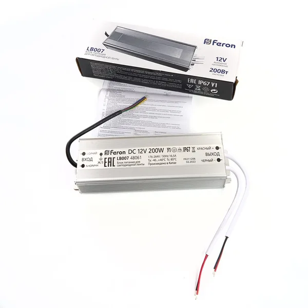 Блок питания для светодиодной ленты 200W 12V IP67 (драйвер), LB007 Feron — фото 6