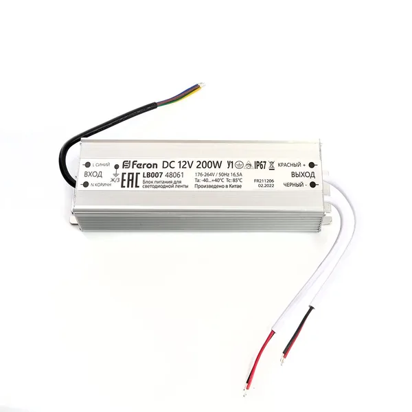 Блок питания для светодиодной ленты 200W 12V IP67 (драйвер), LB007 Feron — фото 3