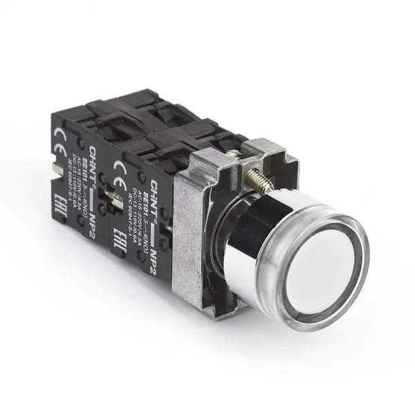 Кнопка управления NP2-BW3161 плоская, белая, 1НО, AC/DC230В(LED), IP40 (R) CHINT