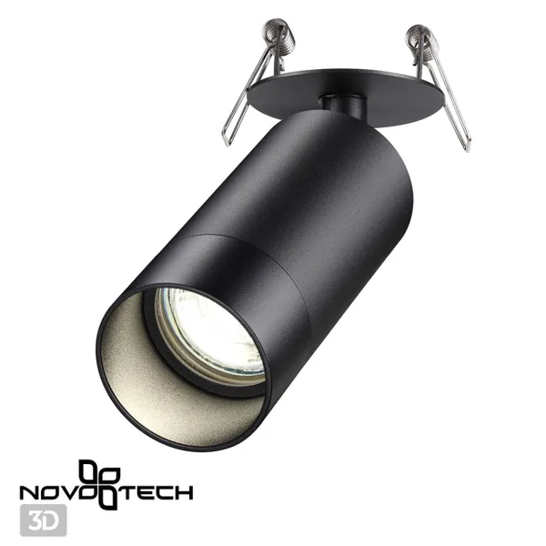Св-к встр.IP20 GU10 9W 220V SLIM черный NOVOTECH — фото 2