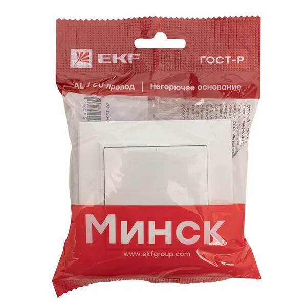Минск Выключатель 1-клавишный СП,10А, белый EKF — фото 3