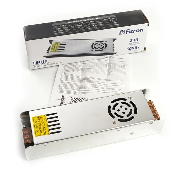 Блок питания для светодиодной ленты 500W 24V (драйвер), LB019 Feron — фото 6